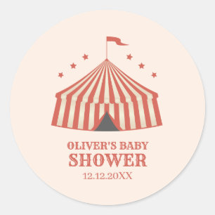 Vintage Carnival Circus Big Top Baby Shower Classic Round Sticker