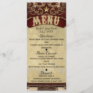 Vintage Carnival Circus Wedding Menu Card