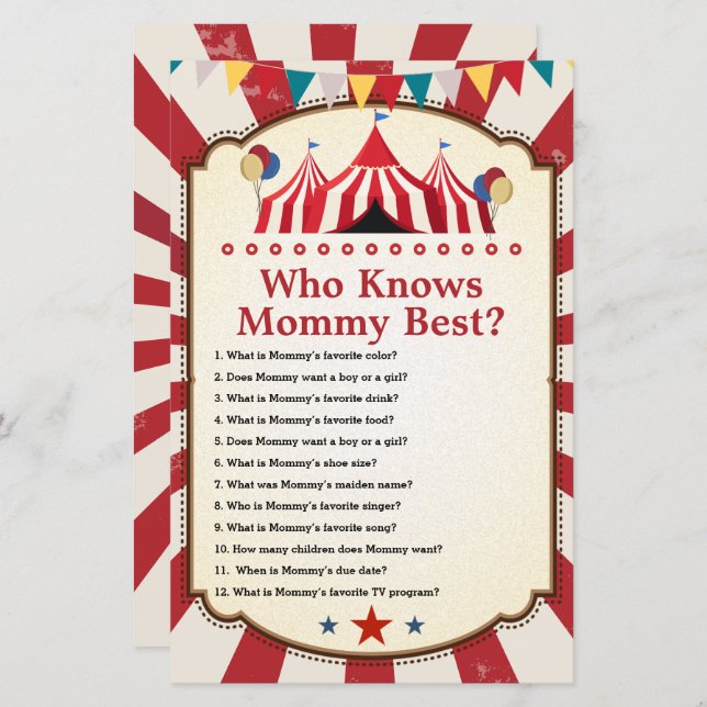 Vintage Carnival Circus Who Knows Mummy Best Games (Front/Back)