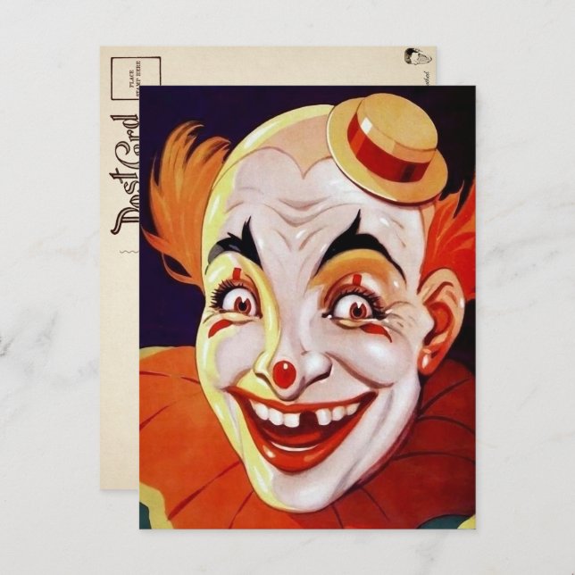 Vintage Carnival Clown Postcard (Front/Back)