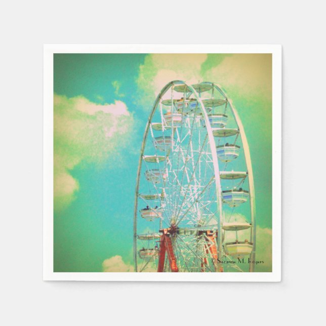 Vintage Carnival Ferris Wheel - Cocktail Napkins (Front)