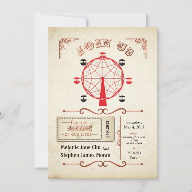 Vintage Carnival Ferris Wheel Invitation (Front)