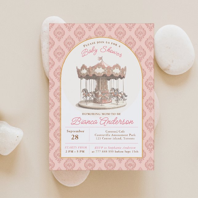Vintage Carousel Baby Shower Invite (Creator Uploaded)