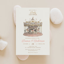 Vintage Carousel Baby Shower Invite 3