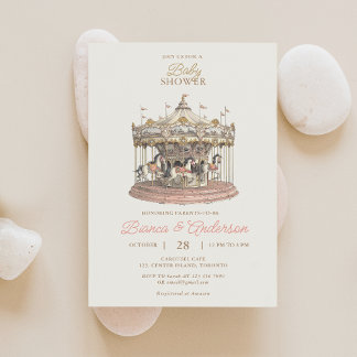 Vintage Carousel Baby Shower Invite 3