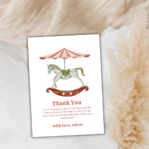 Vintage Carousel Carnival Circus Baby Shower Thank You Card