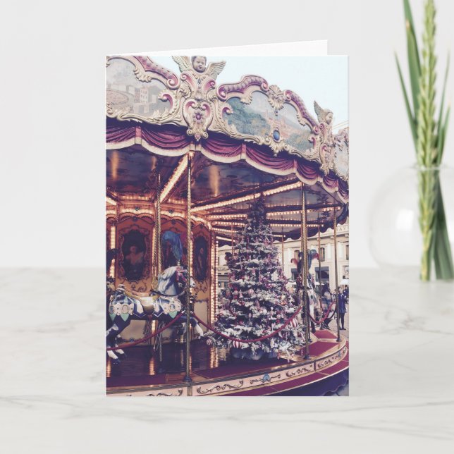 Vintage Carousel Christmas Card (Front)