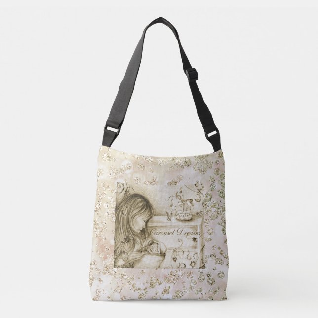 Vintage Carousel Dreams Bokeh Bling Crossbody Bag (Front)