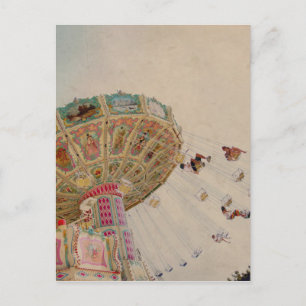 Vintage carousel in Paris Postcard