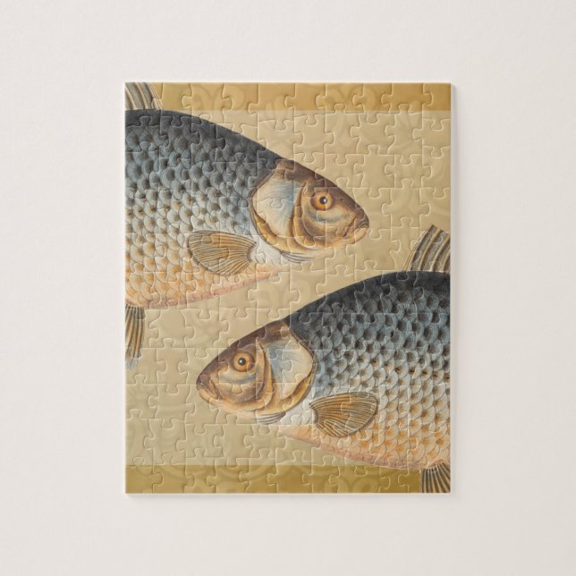 Vintage Carp Freshwater Fish Drawing Jigsaw Puzzle (Vertical)