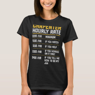 Vintage Carpenter Hourly Rate Woodworker T-Shirt