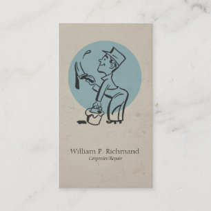 Vintage Carpentry Paint Blue with Retro Circle Business Card