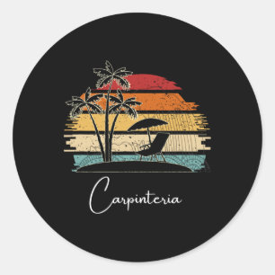 Vintage Carpinteria Beach Lover Palm Trees Spring Classic Round Sticker