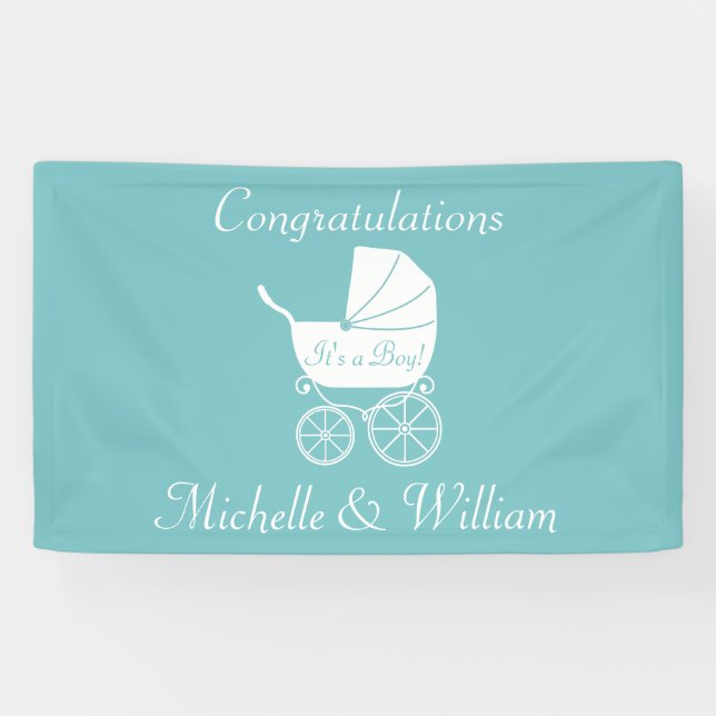 Vintage Carriage Baby Shower Banner (Horizontal)