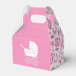 Vintage Carriage Baby Shower Cute Pink Girl Favour Box
