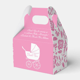 Vintage Carriage Baby Shower Cute Pink Girl Favour Box