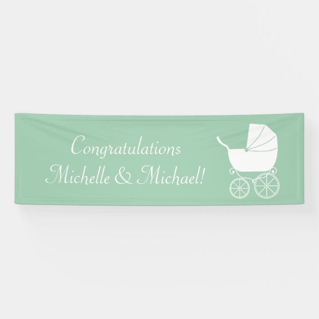 Vintage Carriage Baby Shower Gender Neutral Banner (Horizontal)