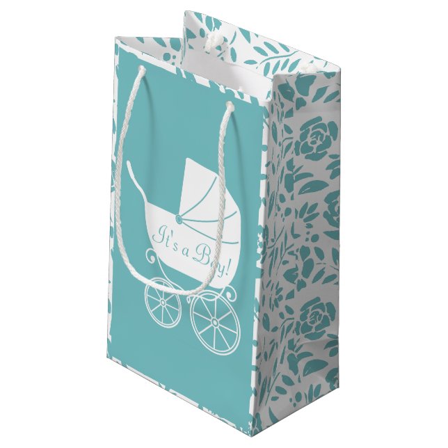 Vintage Carriage Baby Shower Small Gift Bag (Back Angled)