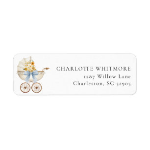 Vintage Carriage Blue Floral Return Address Label