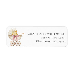 Vintage Carriage Floral Return Address Label
