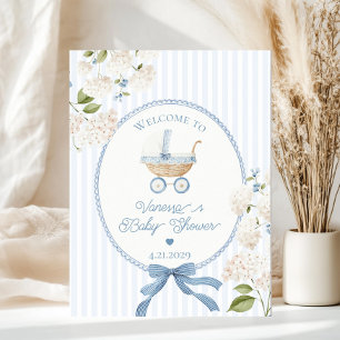 Vintage Carriage French Blue Baby Shower Welcome Poster