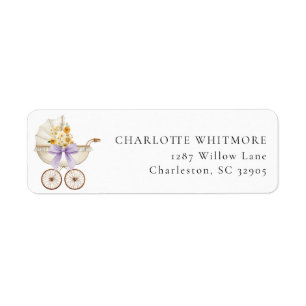 Vintage Carriage Lavender Floral Return Address