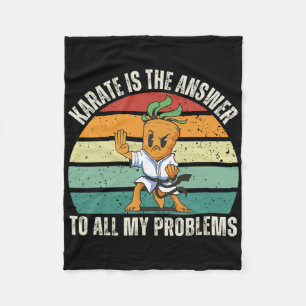 Vintage Carrot Karate Is The Answer To All My Prob Fleece Blanket