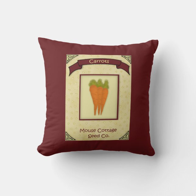 Vintage Carrot Seeds Pillow (Front)