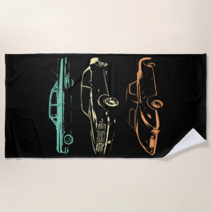Vintage Cars - 80s & 90s Graphic Retro Beach Towel