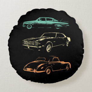 Vintage Cars - 80s & 90s Graphic Retro Round Cushion