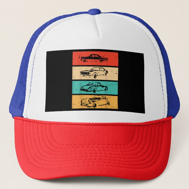 Vintage Cars - 80s & 90s Graphic Retro Trucker Hat (Front)