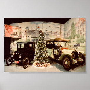 Vintage Cars Christmas Poster
