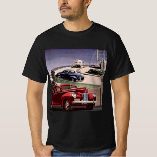 Vintage Cars, Classic Sedans Road Trip on Freeway T-Shirt