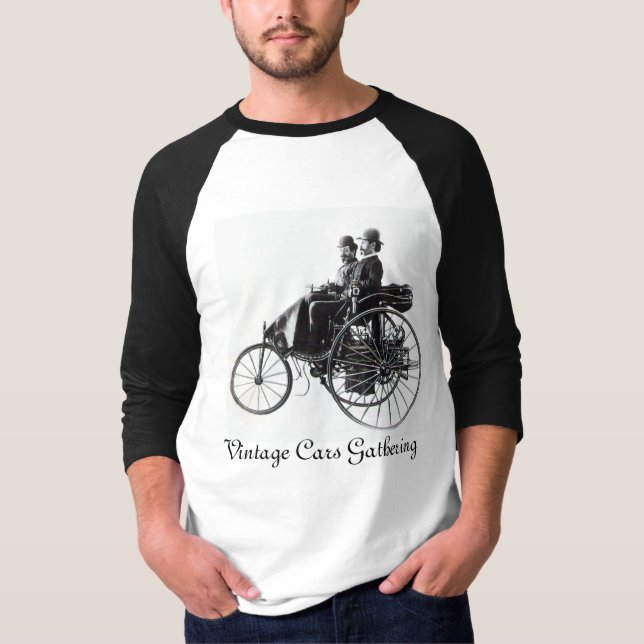 Vintage Cars Gathering , black and white T-Shirt (Front)