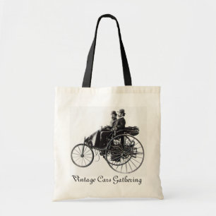 Vintage Cars Gathering , black and white Tote Bag