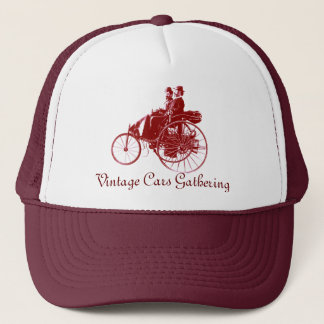 Vintage Cars Gathering , brown white Trucker Hat