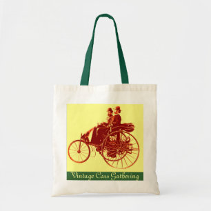 Vintage Cars Gathering ,brown yellow green Tote Bag