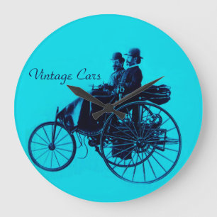 Vintage Cars Gathering Large Clock