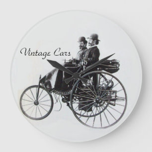 Vintage Cars Gathering Large Clock