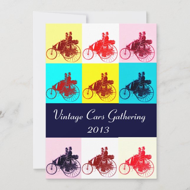 ViNTAGE CARS GATHERING POP ART Invitation (Front)