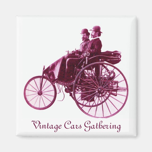 Vintage Cars Gathering , purple  pink violet white Magnet (Front)