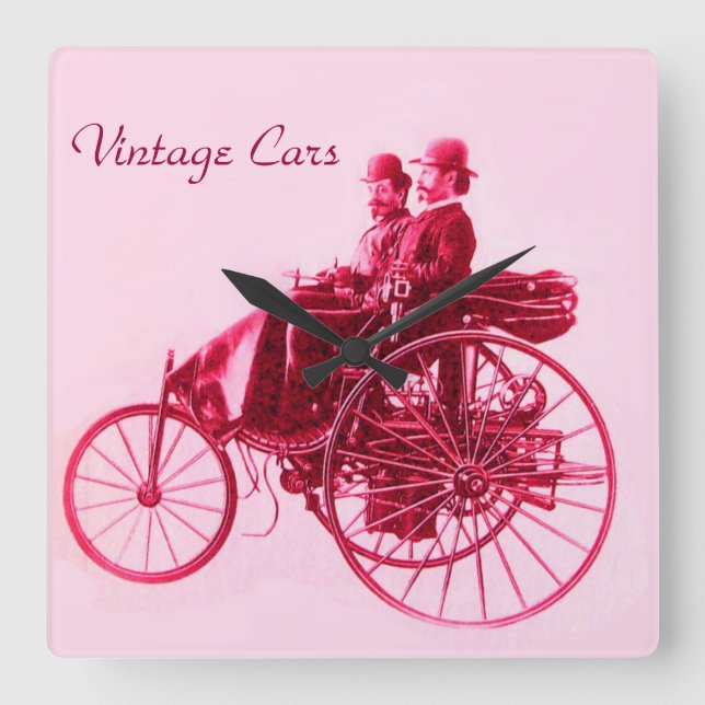 Vintage Cars Gathering Square Wall Clock (Front)