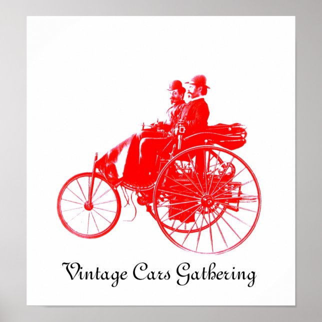 Vintage Cars Gathering , white red Poster (Front)