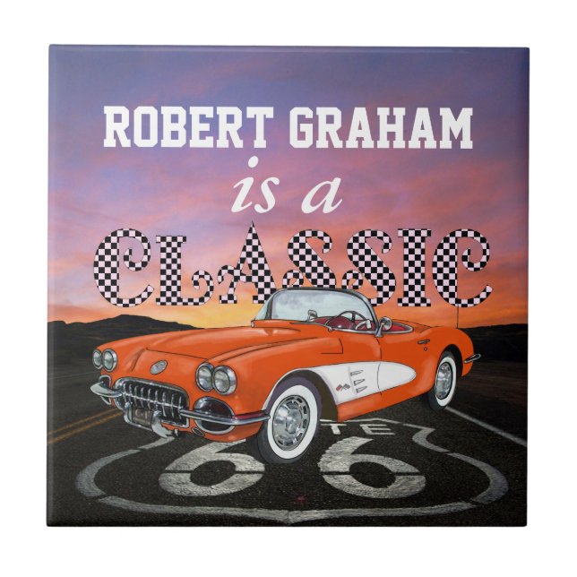 Vintage Cars - Gift - Route 66 - SRF Tile (Front)