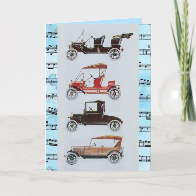VINTAGE CARS  MUSICAL HAPPY BIRTHDAY CARD (Front)