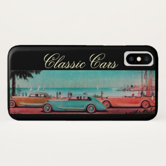 VINTAGE CARS ON THE BEACH ROAD Red Blue Case-Mate iPhone Case