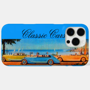 VINTAGE CARS ON THE BEACH ROAD Yellow Blue iPhone 16 Pro Max Case