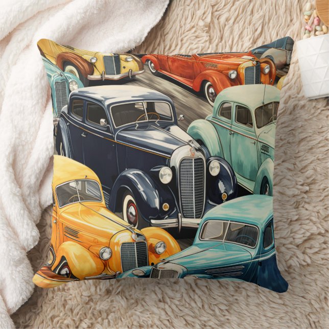 Vintage Cars Pattern Cushion (Blanket)