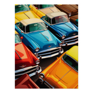 Vintage Cars Pattern Poster