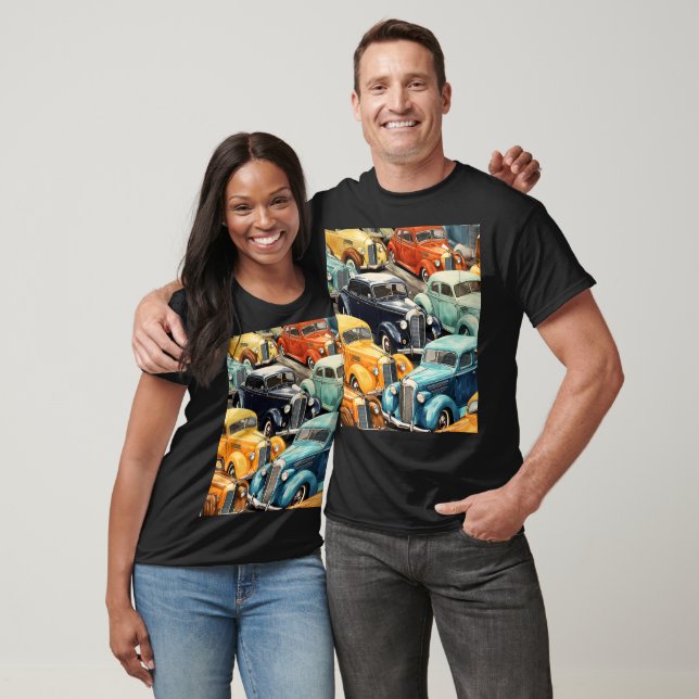 Vintage Cars Pattern T-Shirt (Unisex)